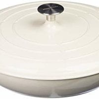 AmazonBasics Enameled Cast Iron Covered Casserole - 3.3-Quart, White