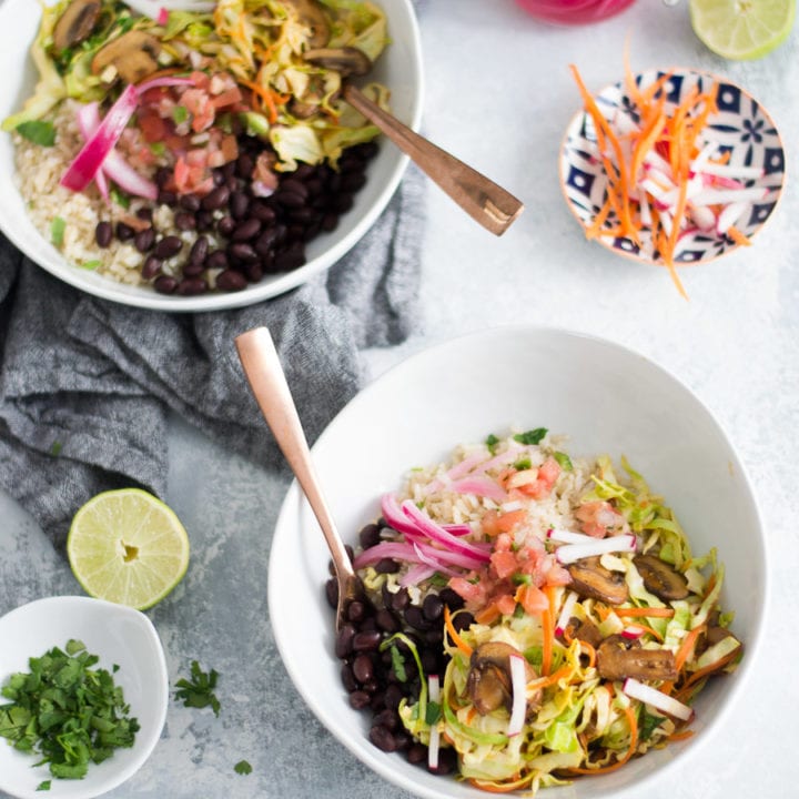 Cabbage and Mushroom Burrito Bowls | Sarcastic Cooking