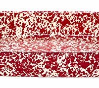 Enamelware Lasagna Pan, 12.5 x 9 inches, Burgundy/Cream Splatter